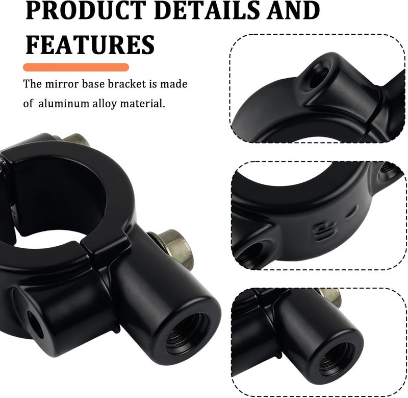 Figpade 2PCS Motorcycle Mirror for Handlebars Mount,10mm Thread Handlebar Mount for Motorcycle Rear View Mirrors,Motorcycle Side Mirror Adaptor for Bike/ATV with 7/8"Handle Bar (10mm) - Image 3